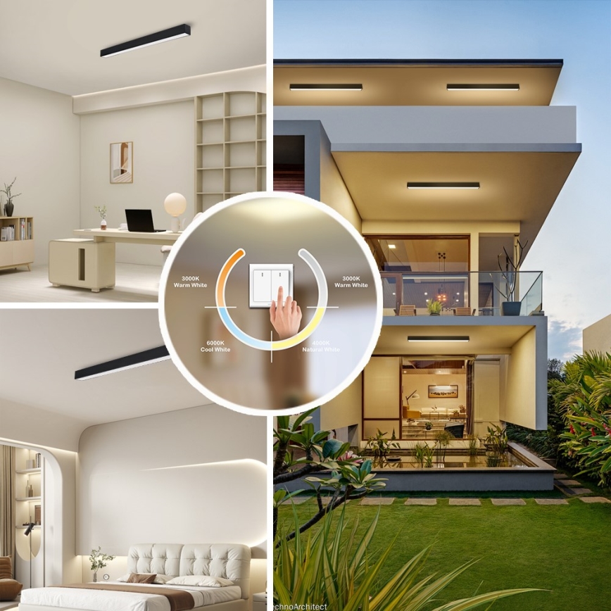 Immax NEO 07255L - LED dimmbares Deckenleuchte NEO LITE LUNGO LED/20W/230V 3000-6000K Wi-Fi Tuya schwarz + Fernbedienung