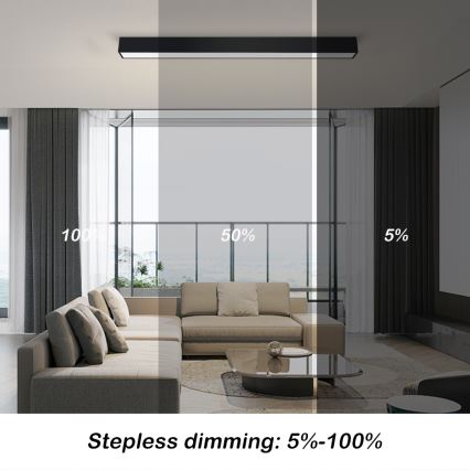 Immax NEO 07255L - LED dimmbares Deckenleuchte NEO LITE LUNGO LED/20W/230V 3000-6000K Wi-Fi Tuya schwarz + Fernbedienung