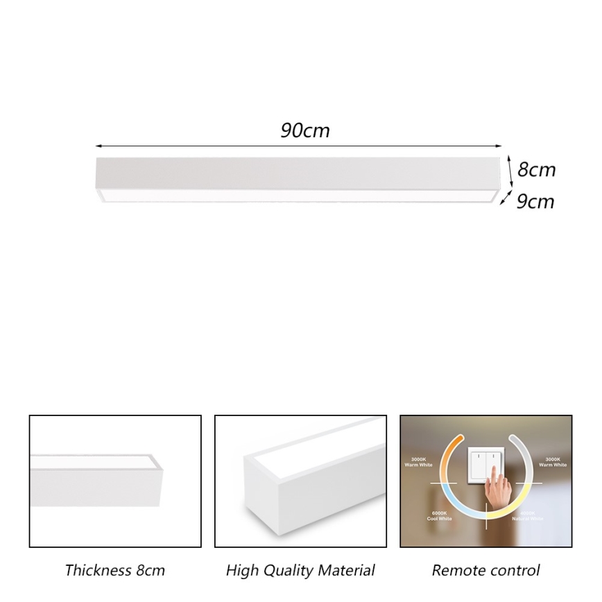 Immax NEO 07258L - Dimmbare LED-Deckenleuchte NEO LITE LUNGO LED/29W/230V 3000-6000K Wi-Fi Tuya weiß + Fernbedienung
