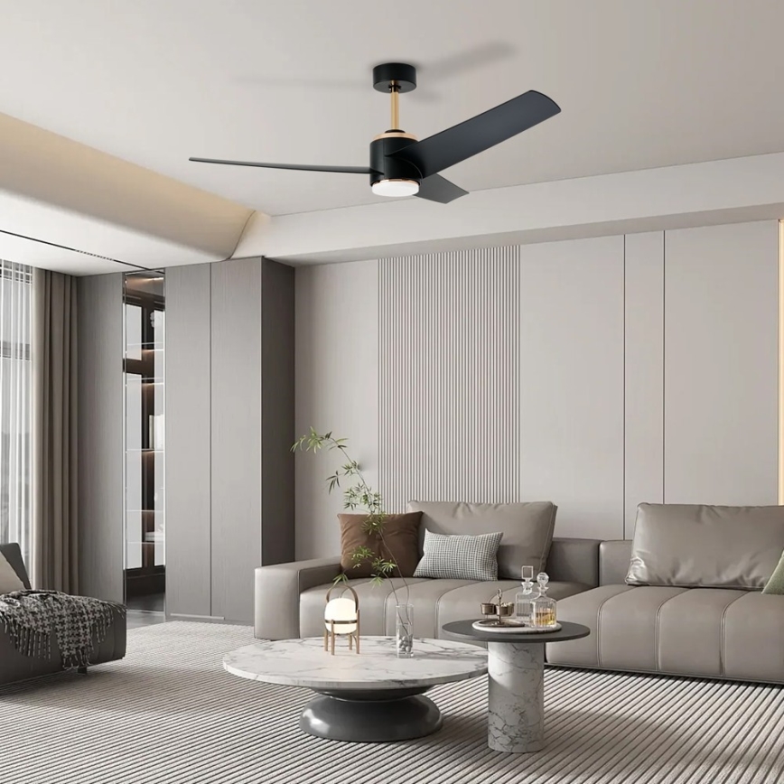 Immax NEO 07280L - LED-Deckenventilator BEAUTY LED/18W/230V Wi-Fi Tuya schwarz d 132 cm + Fernbedienung