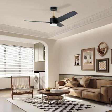 Immax NEO 07280L - LED-Deckenventilator BEAUTY LED/18W/230V Wi-Fi Tuya schwarz d 132 cm + Fernbedienung