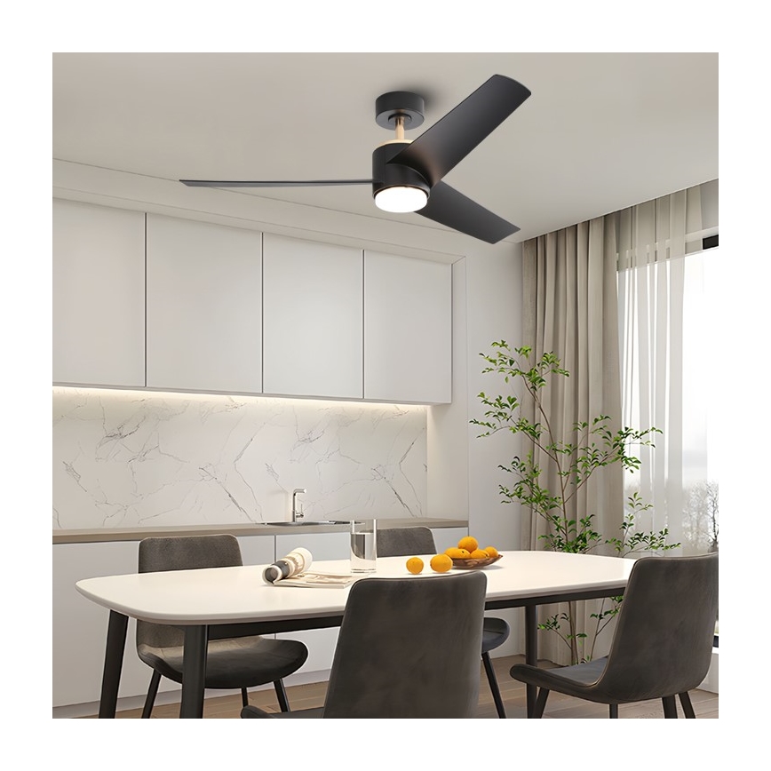 Immax NEO 07280L - LED-Deckenventilator BEAUTY LED/18W/230V Wi-Fi Tuya schwarz d 132 cm + Fernbedienung