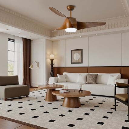 Immax NEO 07286L - LED-Deckenventilator WAVE LED/18W/230V Wi-Fi Tuya, braun Ø 132 cm + Fernbedienung