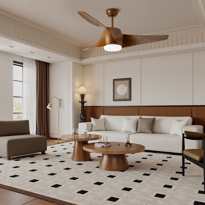 Immax NEO 07286L - LED-Deckenventilator WAVE LED/18W/230V Wi-Fi Tuya, braun Ø 132 cm + Fernbedienung