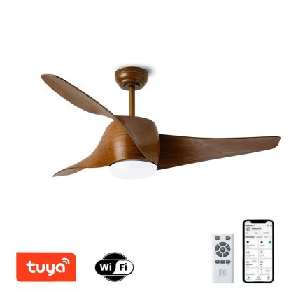 Immax NEO 07286L - LED-Deckenventilator WAVE LED/18W/230V Wi-Fi Tuya, braun Ø 132 cm + Fernbedienung