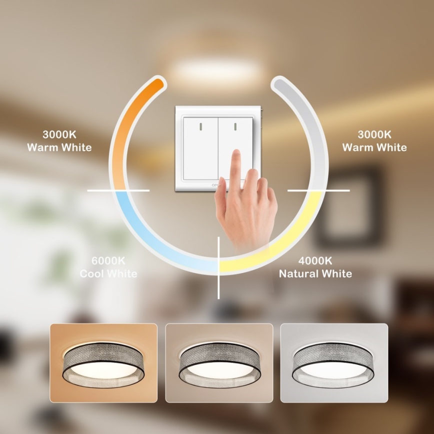 Immax NEO 07287L - LED+CCT dimmbare Deckenleuchte LONA LED/36W/230V 3000-6000K Wi-Fi Tuya Ø 45,5 cm+ Fernbedienung