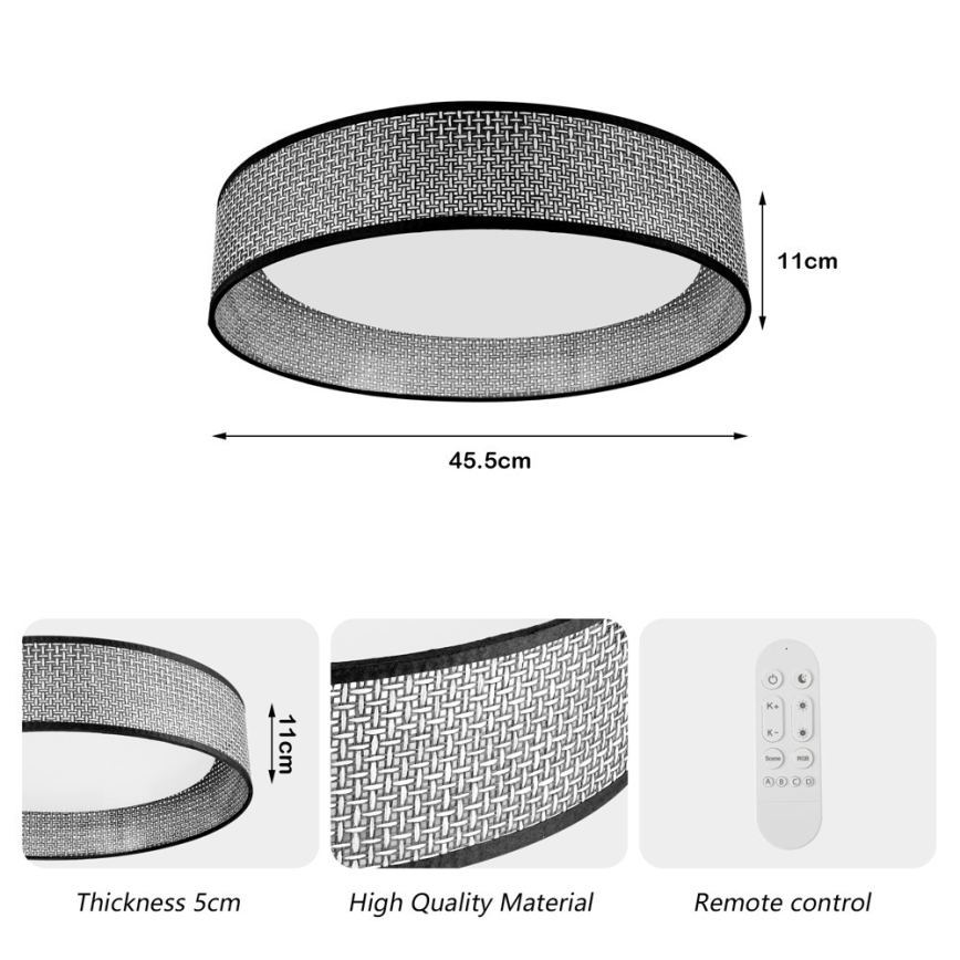 Immax NEO 07287L - LED+CCT dimmbare Deckenleuchte LONA LED/36W/230V 3000-6000K Wi-Fi Tuya Ø 45,5 cm+ Fernbedienung