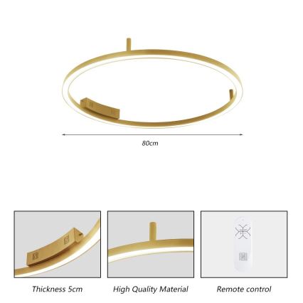 Immax NEO 07291-80G - LED+CCT dimmbare Deckenleuchte FINO LED/55W/230V 2700–6500K Tuya Ø 80 cm + Fernbedienung