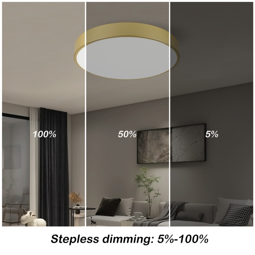 Immax NEO 07292L - LED-dimmbare Deckenleuchte NEO LITE SEMPLICI LED/36W/230V 3000–6000K Ø 40 cm Wi‑Fi (Tuya) goldfarben + Fernbedienung