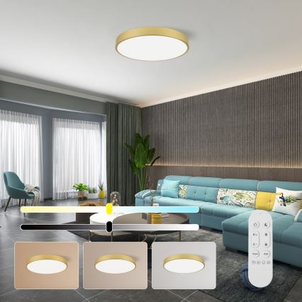 Immax NEO 07293L - dimmbare LED-Deckenleuchte NEO LITE SEMPLICI LED/60W/230V 3000-6000K Ø 60 cm Wi-Fi Tuya goldfarben + Fernbedienung