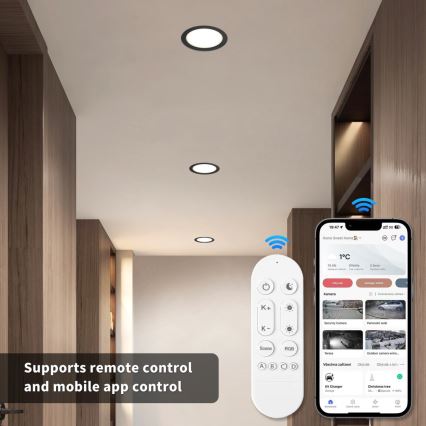 Immax NEO 07294L - dimmbares LED-Einbau-Downlight DOWN LED/12W/230V Wi-Fi Tuya Tuya Ø 12 cm schwarz