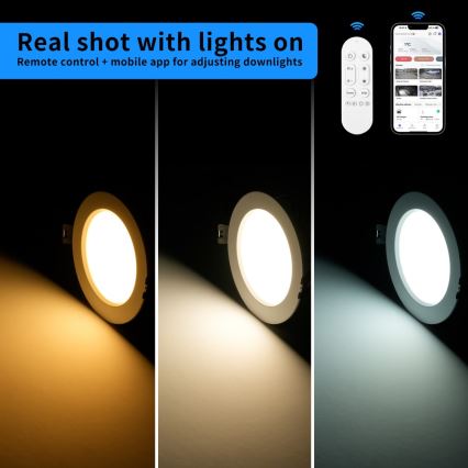 Immax NEO 07294L - dimmbares LED-Einbau-Downlight DOWN LED/12W/230V Wi-Fi Tuya Tuya Ø 12 cm schwarz