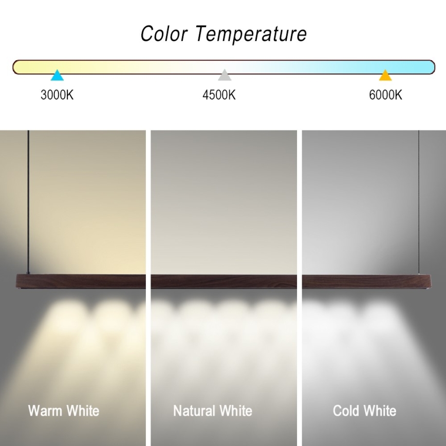 Immax NEO 07301L - LED-dimmbarer Seil-Pendelleuchte MADEIRA LED/33W/230V Wi-Fi Tuya 152 cm Nussbaum + Fernbedienung