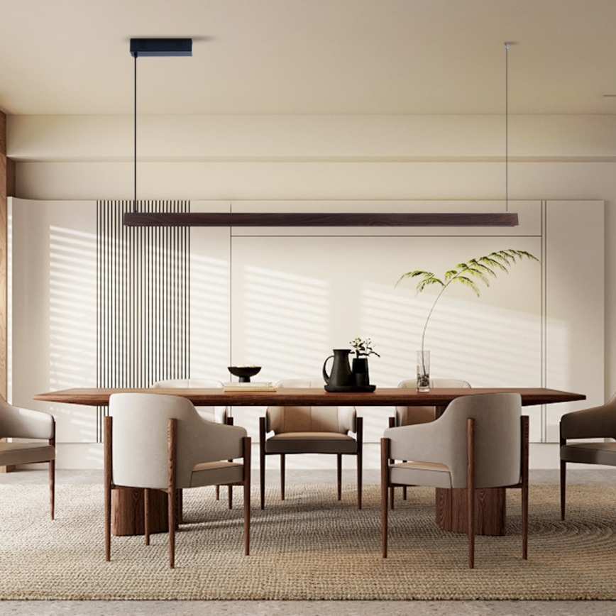 Immax NEO 07302L - LED-dimmbare Pendelleuchte an Stahlseil MADEIRA LED/44W/230V Wi-Fi Tuya 202 cm Nussbaum + mit Fernbedienung