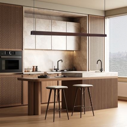 Immax NEO 07302L - LED-dimmbare Pendelleuchte an Stahlseil MADEIRA LED/44W/230V Wi-Fi Tuya 202 cm Nussbaum + mit Fernbedienung