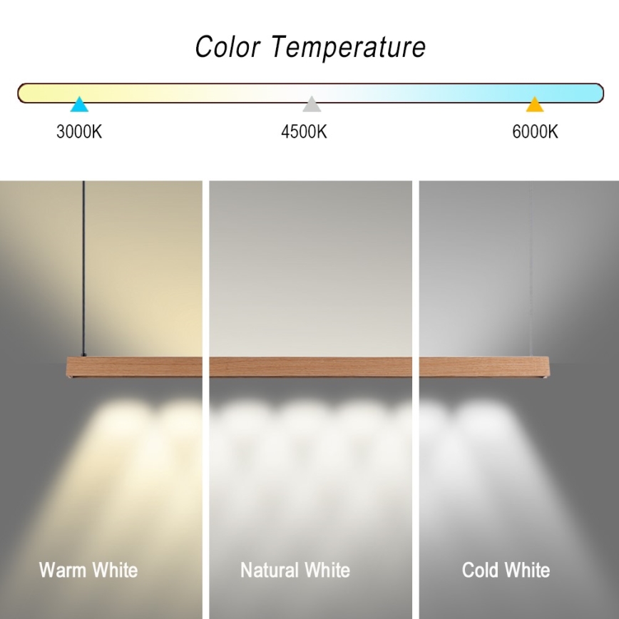 Immax NEO 07303L - dimmbare LED-Pendelleuchte mit Kabelaufhängung MADEIRA LED/26W/230V Wi-Fi Tuya 122 cm Eiche + Fernbedienung