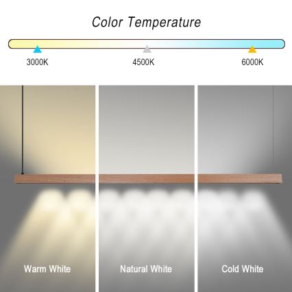 Immax NEO 07304L - LED-dimmbare Hängeleuchte mit Seilaufhängung MADEIRA LED/33W/230V Wi‑Fi Tuya 152 cm Eiche + Fernbedienung