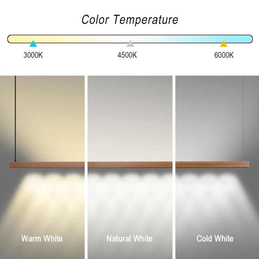 Immax NEO 07305L - LED-dimmbare Pendelleuchte an Seil MADEIRA LED/44W/230V Wi-Fi Tuya 202 cm Eiche + Fernbedienung