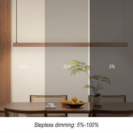 Immax NEO 07305L - LED-dimmbare Pendelleuchte an Seil MADEIRA LED/44W/230V Wi-Fi Tuya 202 cm Eiche + Fernbedienung