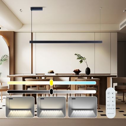 Immax NEO 07307L - dimmbare LED-Pendelleuchte mit Seilaufhängung MADEIRA LED/33W/230V Wi-Fi Tuya 152 cm schwarz + Fernbedienung