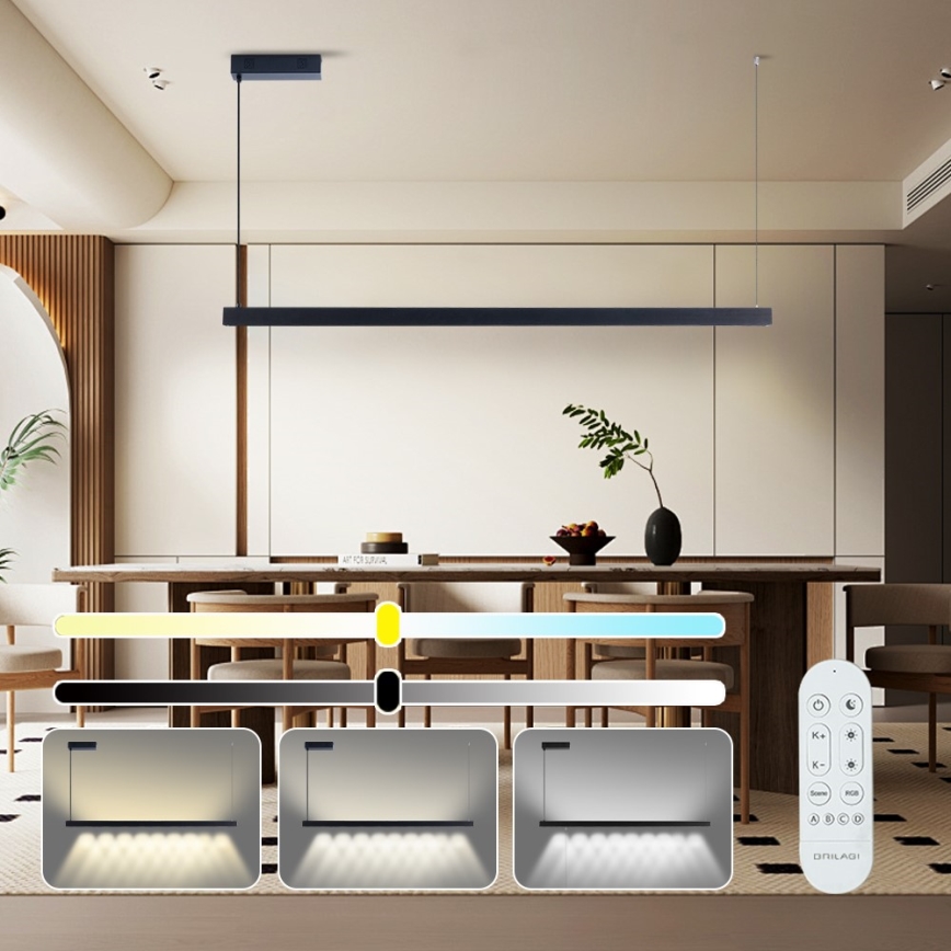 Immax NEO 07307L - dimmbare LED-Pendelleuchte mit Seilaufhängung MADEIRA LED/33W/230V Wi-Fi Tuya 152 cm schwarz + Fernbedienung