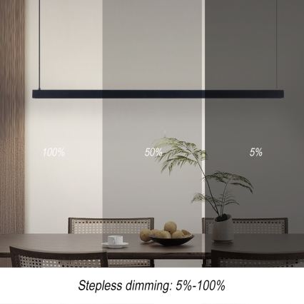 Immax NEO 07307L - dimmbare LED-Pendelleuchte mit Seilaufhängung MADEIRA LED/33W/230V Wi-Fi Tuya 152 cm schwarz + Fernbedienung