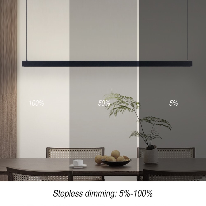 Immax NEO 07307L - dimmbare LED-Pendelleuchte mit Seilaufhängung MADEIRA LED/33W/230V Wi-Fi Tuya 152 cm schwarz + Fernbedienung