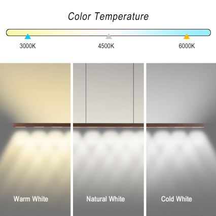 Immax NEO 07309L - LED-dimmbare Pendelleuchte an Kabel mit Sensor MADEIRA LED/37W/230V 157 cm Walnuss