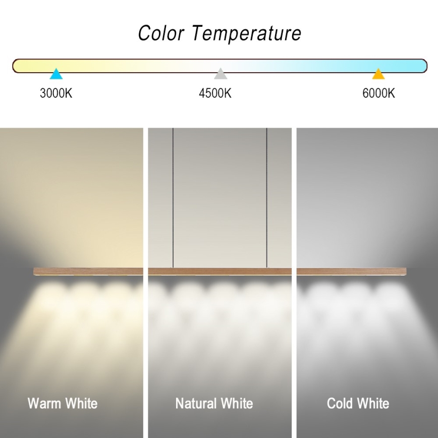 Immax NEO 07310L - LED-dimmbare Pendelleuchte an Kabel mit Sensor MADEIRA LED/37W/230V 157 cm Esche