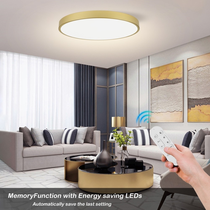 Immax NEO 07311L - dimmbare LED-Deckenleuchte SEMPLICI LED/96W/230V Ø 80 cm Wi-Fi Tuya goldfarben + Fernbedienung