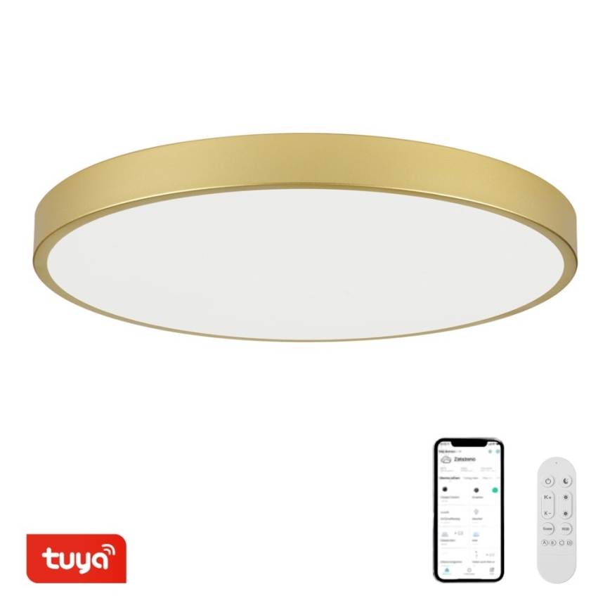Immax NEO 07312L - Dimmbare LED-Deckenleuchte SEMPLICI LED/128W/230V Ø 100 cm, Wi‑Fi Tuya, goldfarben, inkl. Fernbedienung