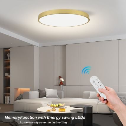 Immax NEO 07312L - Dimmbare LED-Deckenleuchte SEMPLICI LED/128W/230V Ø 100 cm, Wi‑Fi Tuya, goldfarben, inkl. Fernbedienung