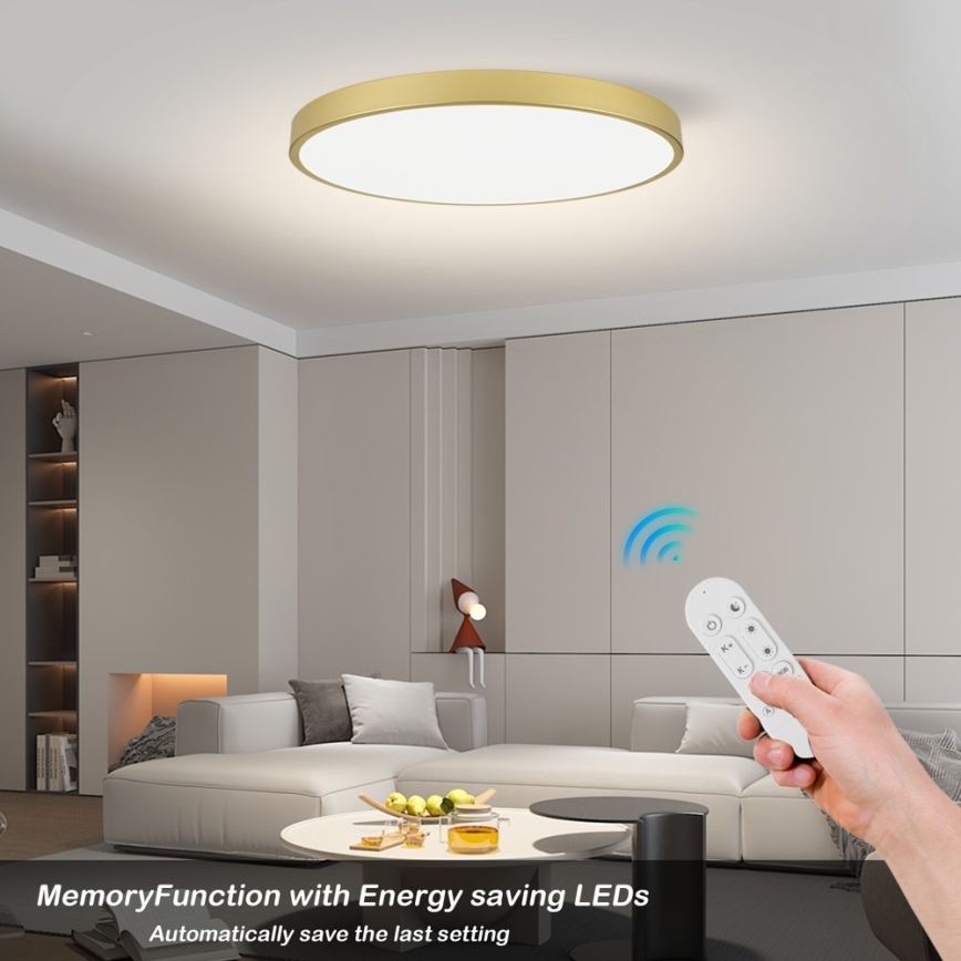 Immax NEO 07312L - Dimmbare LED-Deckenleuchte SEMPLICI LED/128W/230V Ø 100 cm, Wi‑Fi Tuya, goldfarben, inkl. Fernbedienung