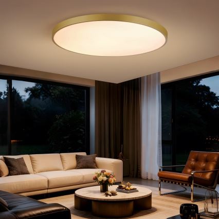 Immax NEO 07312L - Dimmbare LED-Deckenleuchte SEMPLICI LED/128W/230V Ø 100 cm, Wi‑Fi Tuya, goldfarben, inkl. Fernbedienung