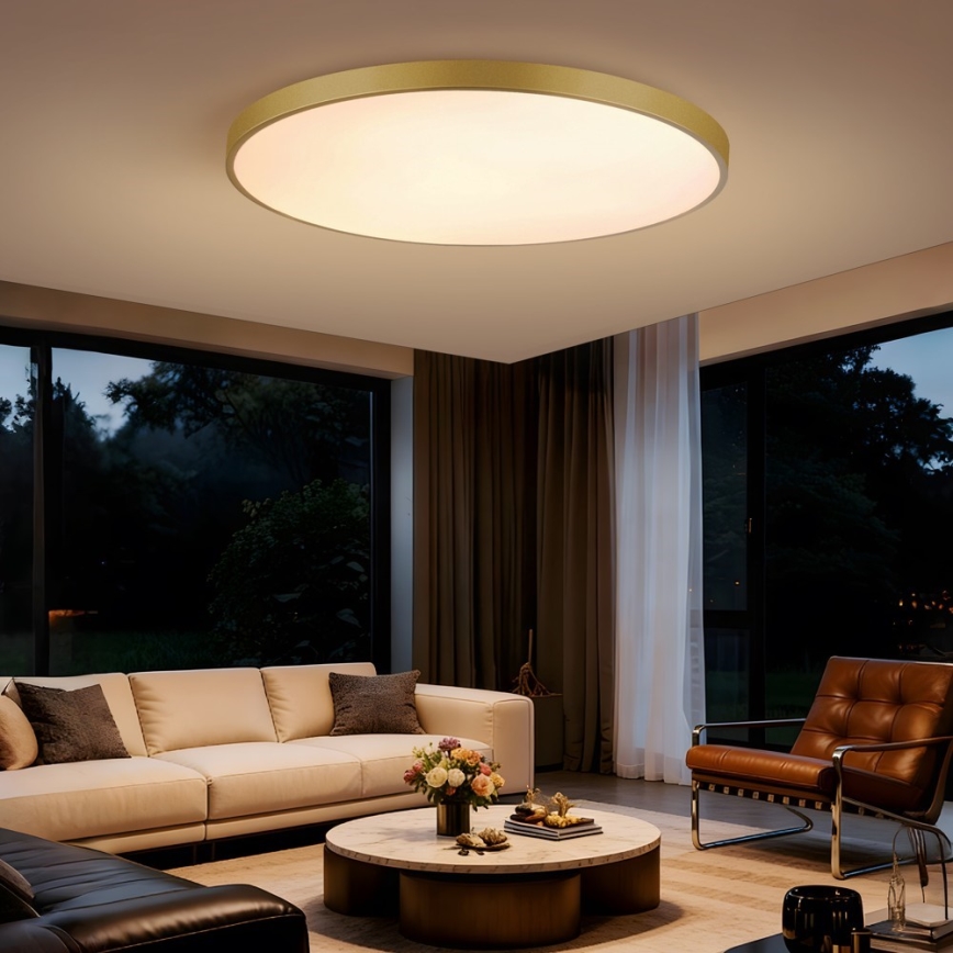 Immax NEO 07312L - Dimmbare LED-Deckenleuchte SEMPLICI LED/128W/230V Ø 100 cm, Wi‑Fi Tuya, goldfarben, inkl. Fernbedienung