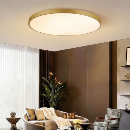 Immax NEO 07312L - Dimmbare LED-Deckenleuchte SEMPLICI LED/128W/230V Ø 100 cm, Wi‑Fi Tuya, goldfarben, inkl. Fernbedienung