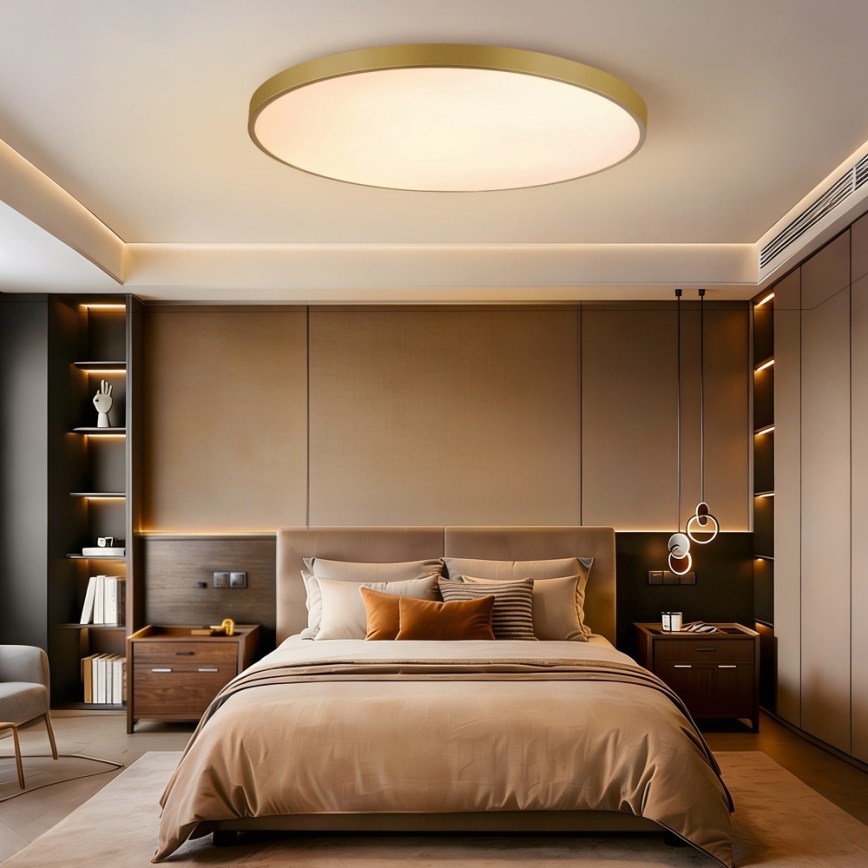 Immax NEO 07312L - Dimmbare LED-Deckenleuchte SEMPLICI LED/128W/230V Ø 100 cm, Wi‑Fi Tuya, goldfarben, inkl. Fernbedienung