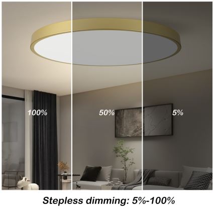 Immax NEO 07312L - Dimmbare LED-Deckenleuchte SEMPLICI LED/128W/230V Ø 100 cm, Wi‑Fi Tuya, goldfarben, inkl. Fernbedienung