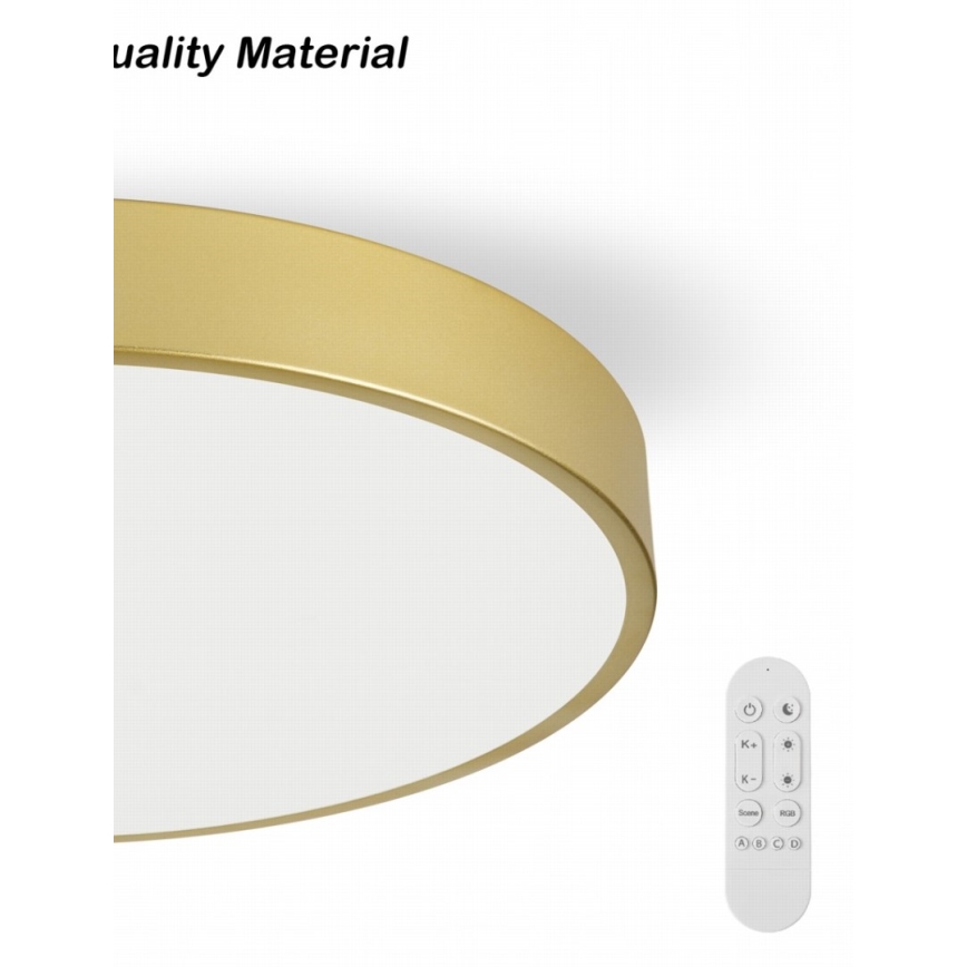 Immax NEO 07312L - Dimmbare LED-Deckenleuchte SEMPLICI LED/128W/230V Ø 100 cm, Wi‑Fi Tuya, goldfarben, inkl. Fernbedienung