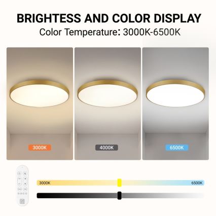 Immax NEO 07312L - Dimmbare LED-Deckenleuchte SEMPLICI LED/128W/230V Ø 100 cm, Wi‑Fi Tuya, goldfarben, inkl. Fernbedienung