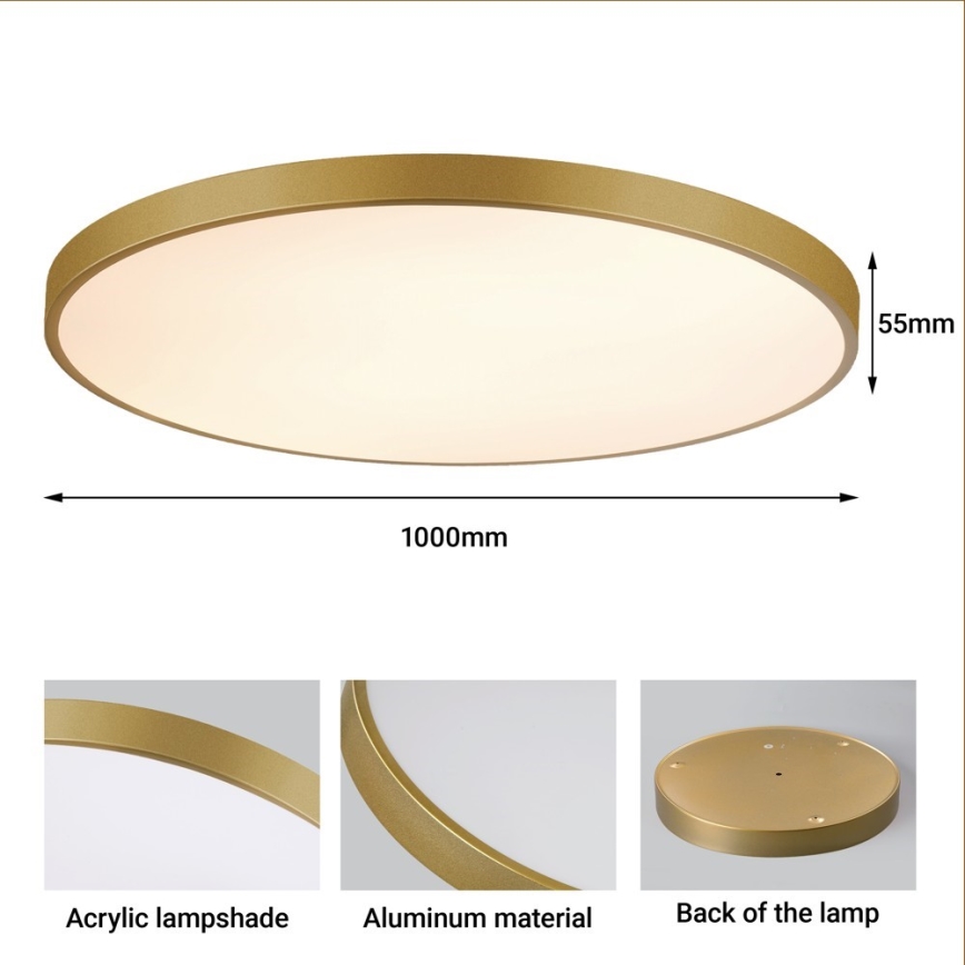 Immax NEO 07312L - Dimmbare LED-Deckenleuchte SEMPLICI LED/128W/230V Ø 100 cm, Wi‑Fi Tuya, goldfarben, inkl. Fernbedienung