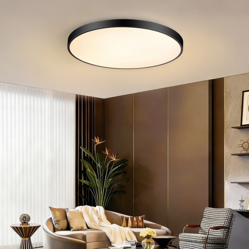 Immax NEO 07313L - LED-dimmbare Deckenleuchte SEMPLICI LED/96W/230V Ø 80 cm Wi-Fi Tuya schwarz + Fernbedienung