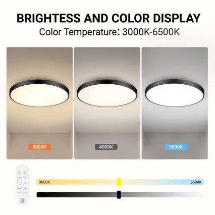 Immax NEO 07313L - LED-dimmbare Deckenleuchte SEMPLICI LED/96W/230V Ø 80 cm Wi-Fi Tuya schwarz + Fernbedienung