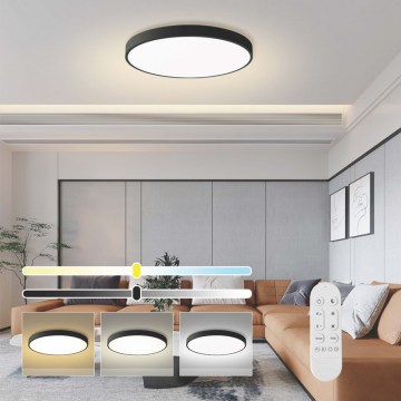 Immax NEO 07313L - LED-dimmbare Deckenleuchte SEMPLICI LED/96W/230V Ø 80 cm Wi-Fi Tuya schwarz + Fernbedienung