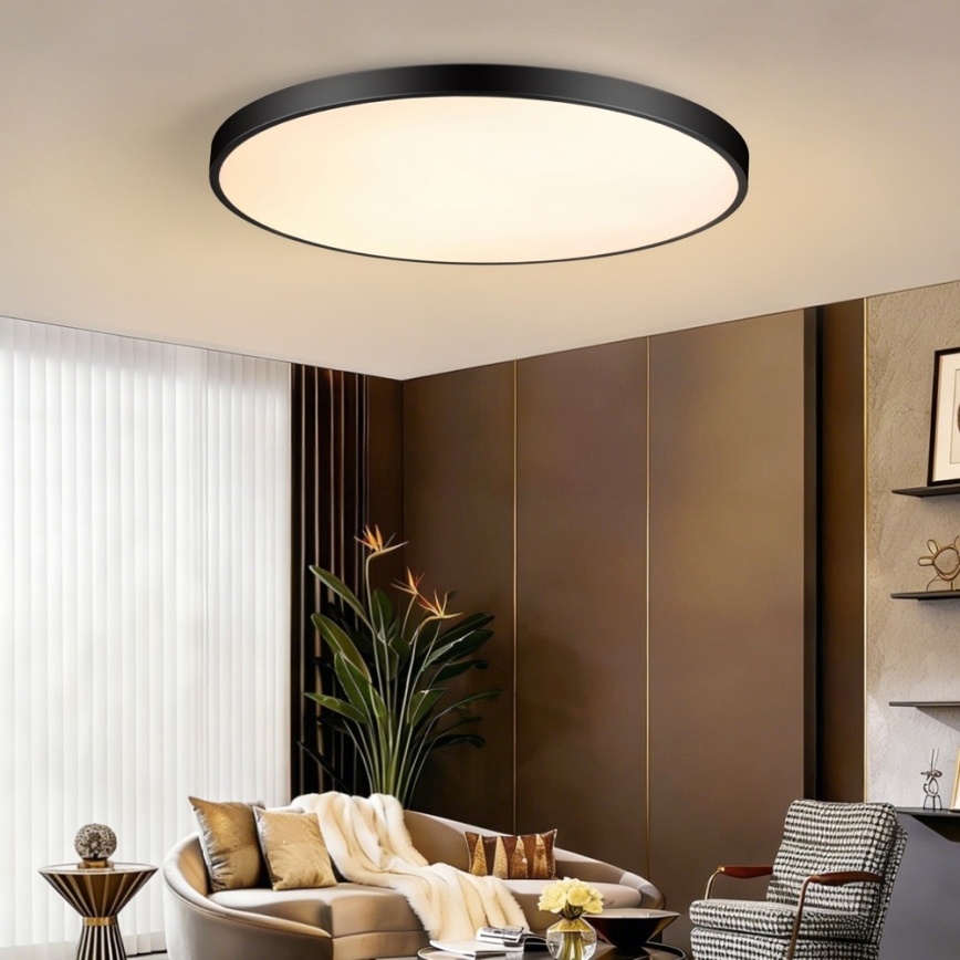Immax NEO 07314L - LED-dimmbare Deckenleuchte SEMPLICI LED/128W/230V Ø 100 cm Wi-Fi Tuya schwarz + Fernbedienung