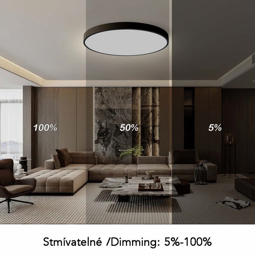 Immax NEO 07314L - LED-dimmbare Deckenleuchte SEMPLICI LED/128W/230V Ø 100 cm Wi-Fi Tuya schwarz + Fernbedienung