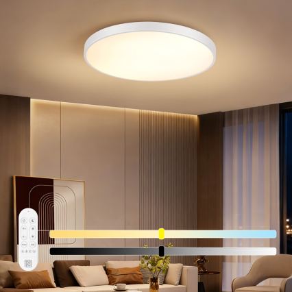 Immax NEO 07315L - LED-dimmbare Deckenleuchte SEMPLICI LED/96W/230V Ø 80 cm Wi-Fi Tuya weiß + Fernbedienung