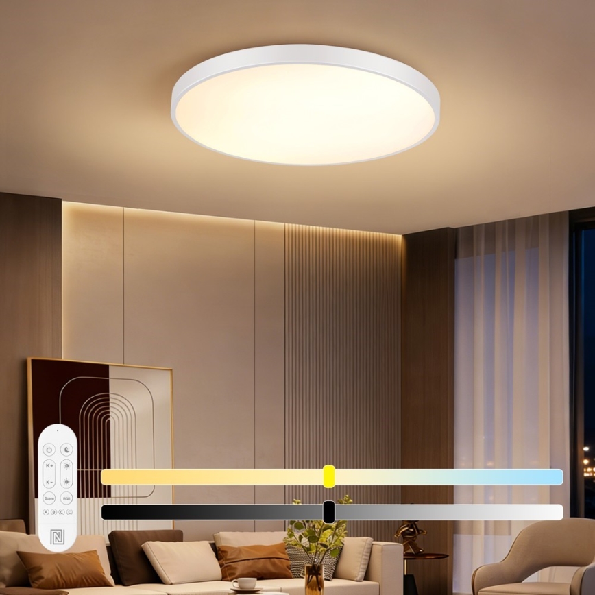 Immax NEO 07315L - LED-dimmbare Deckenleuchte SEMPLICI LED/96W/230V Ø 80 cm Wi-Fi Tuya weiß + Fernbedienung