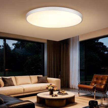 Immax NEO 07316L - LED-dimmbare Deckenleuchte SEMPLICI LED, 128 W, 230 V, Ø 100 cm, Wi-Fi Tuya, weiß + Fernbedienung