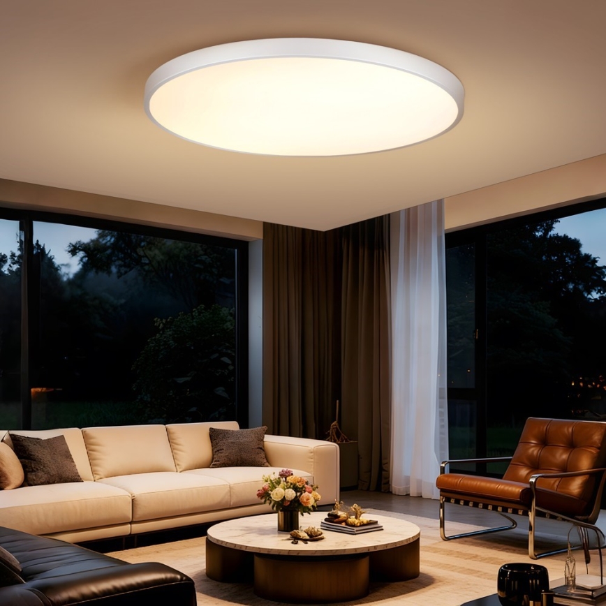 Immax NEO 07316L - LED-dimmbare Deckenleuchte SEMPLICI LED, 128 W, 230 V, Ø 100 cm, Wi-Fi Tuya, weiß + Fernbedienung